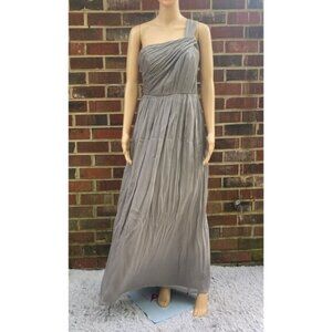 J.Crew Bridesmaid Women's Size 4 Silk Long  Dress Maxi Gray,one shoulder,Zipper